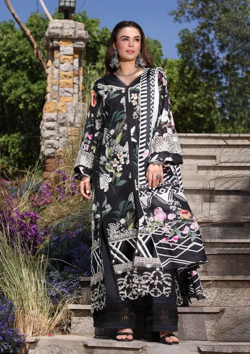 Elaf Print Chikankari 2024 | ECK-02A NOIREE