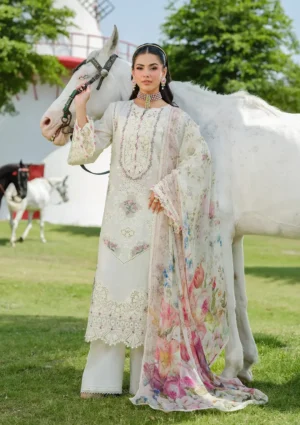 Elaf Luxury Lawn Vol 2 | ELH-7A WHITE EMPRESS