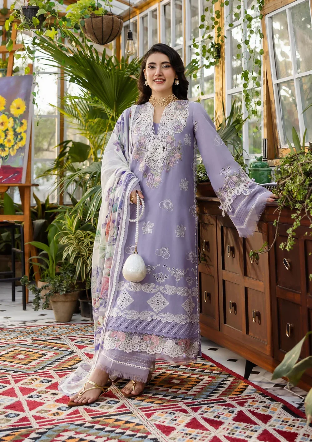 Elaf ECraft Chikankari Chiffon | EEC-5A LAVENDER LOVE