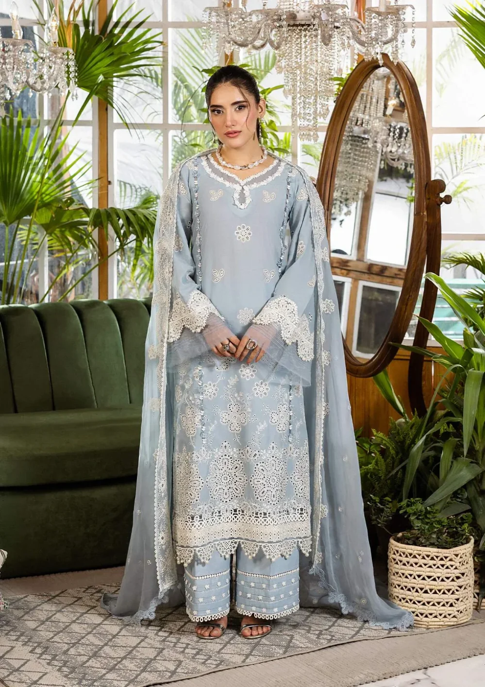 Elaf ECraft Chikankari Chiffon | EEC-3B SKY DREAM