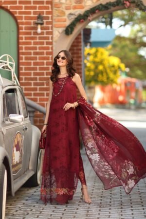 Noor Luxe Chikankari 26 | Deep Garnet