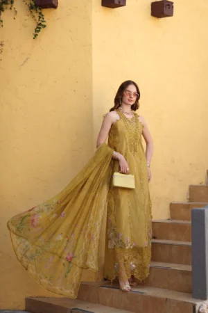 Noor Luxe Chikankari 26 | Mustard Yellow
