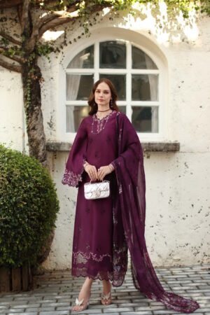 Noor Luxe Chikankari 26 | Boysenberry