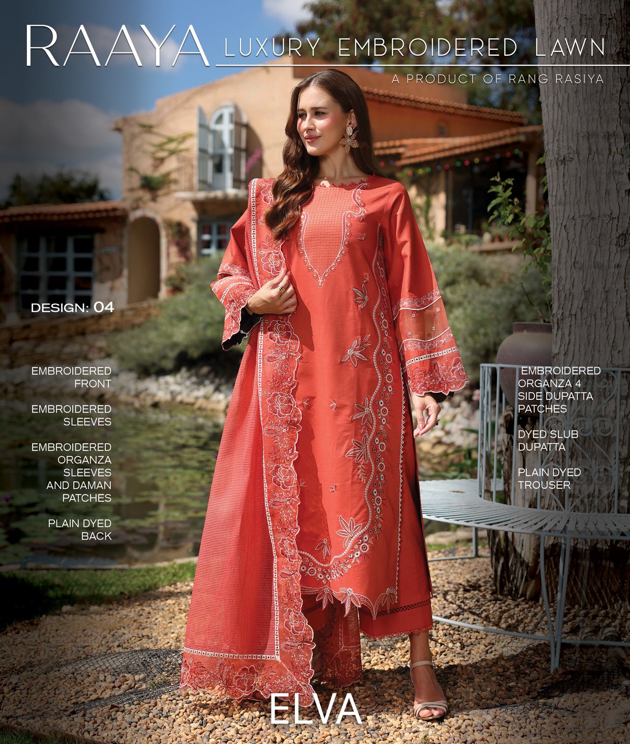 Rang Rasiya Raaya Embroidered Lawn | ELVA